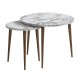 Τραπεζάκι σαλονιού σετ 2 τμχ Nola  χρώμα λευκό εφέ μαρμάρου Ø60x46εκ.