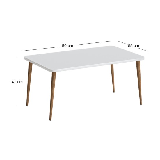 Τραπεζάκι σαλονιού Plane  χρώμα λευκό 90x55x41εκ.