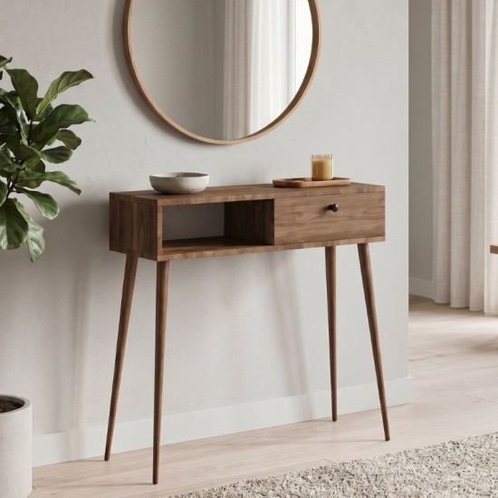 Κονσόλα Napoli  χρώμα καρυδί 90x29x88εκ.