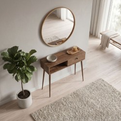 Κονσόλα Napoli  χρώμα καρυδί 90x29x88εκ.