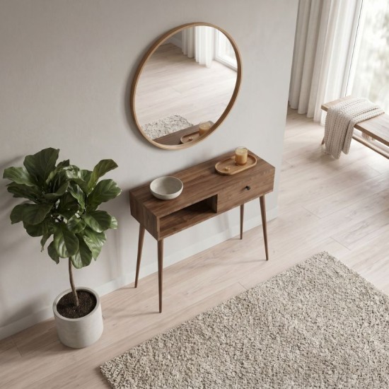 Κονσόλα Napoli  χρώμα καρυδί 90x29x88εκ.