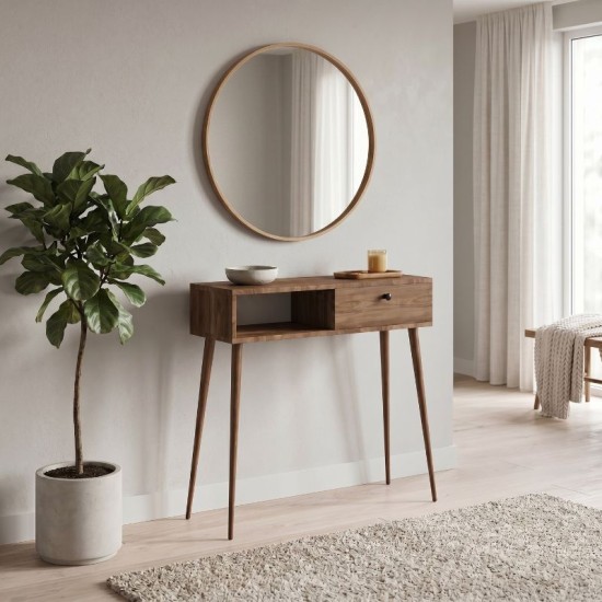 Κονσόλα Napoli  χρώμα καρυδί 90x29x88εκ.