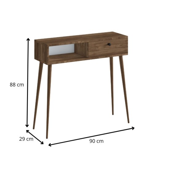Κονσόλα Napoli  χρώμα καρυδί 90x29x88εκ.