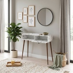 Κονσόλα Napoli  χρώμα λευκό εφέ μαρμάρου 90x29x88εκ.