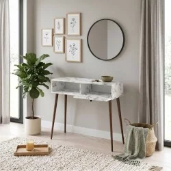 Κονσόλα Napoli  χρώμα λευκό εφέ μαρμάρου 90x29x88εκ.