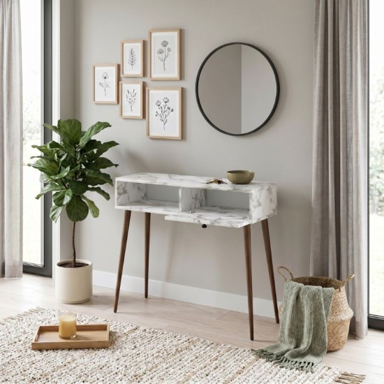 Κονσόλα Napoli  χρώμα λευκό εφέ μαρμάρου 90x29x88εκ.