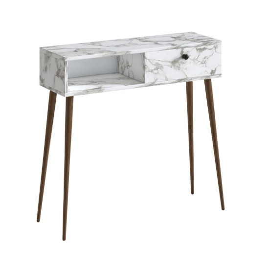 Κονσόλα Napoli  χρώμα λευκό εφέ μαρμάρου 90x29x88εκ.