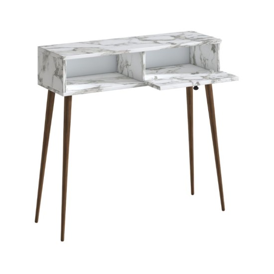 Κονσόλα Napoli  χρώμα λευκό εφέ μαρμάρου 90x29x88εκ.