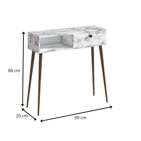 Κονσόλα Napoli  χρώμα λευκό εφέ μαρμάρου 90x29x88εκ.