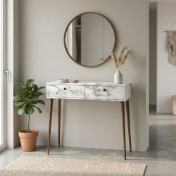 Κονσόλα Alis  χρώμα λευκό εφέ μαρμάρου 110x29x88εκ.