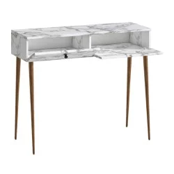 Κονσόλα Alis  χρώμα λευκό εφέ μαρμάρου 110x29x88εκ.