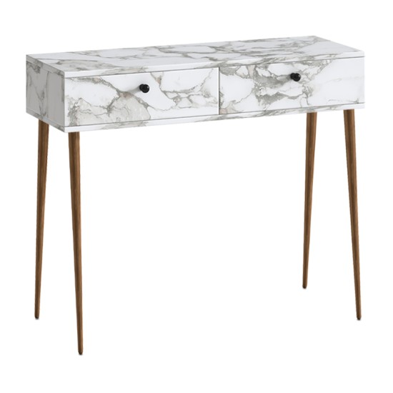 Κονσόλα Alis  χρώμα λευκό εφέ μαρμάρου 110x29x88εκ.