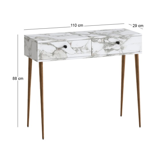 Κονσόλα Alis  χρώμα λευκό εφέ μαρμάρου 110x29x88εκ.