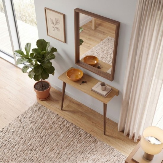 Κονσόλα επιτοίχια Moca  χρώμα sapphire oak 60x22x77εκ.