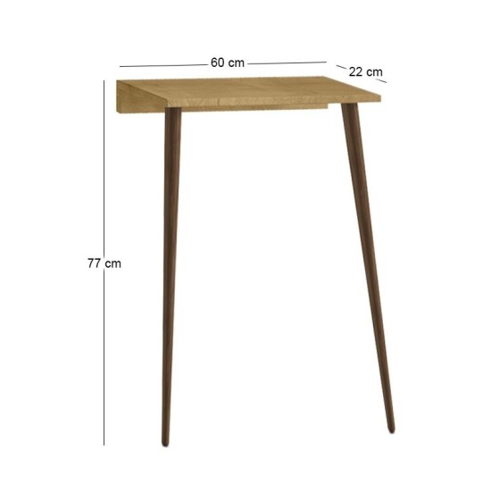 Κονσόλα επιτοίχια Moca  χρώμα sapphire oak 60x22x77εκ.