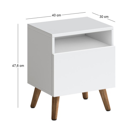 Κομοδίνο Sole  χρώμα λευκό 40x30x47,6εκ.