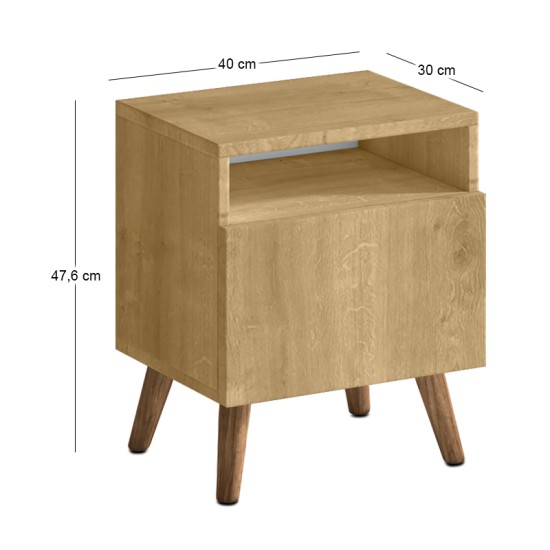 Κομοδίνο Sole  χρώμα sapphire oak 40x30x47,6εκ.