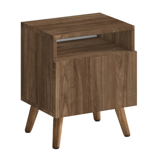 Κομοδίνο Sole  χρώμα καρυδί 40x30x47,6εκ.