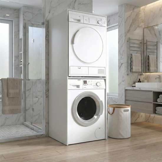 Έπιπλο πλυντηρίου - στεγνωτηρίου Evgenia  χρώμα λευκό 70x60x180εκ.