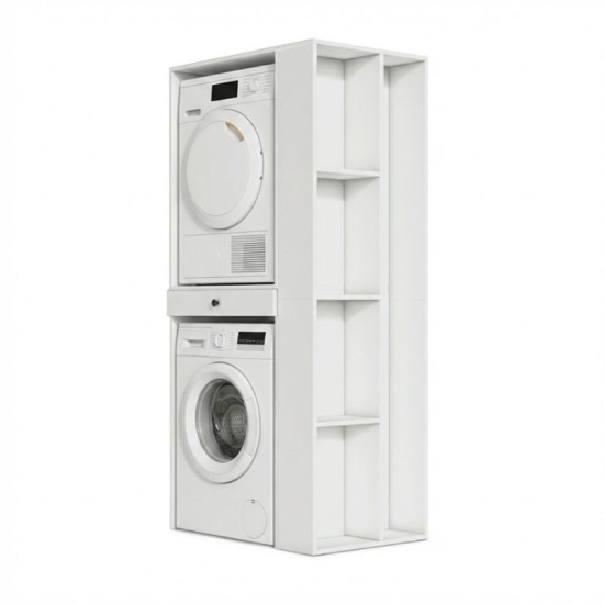 Έπιπλο πλυντηρίου - στεγνωτηρίου Bace  χρώμα λευκό 90x60x187εκ.