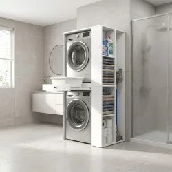 Έπιπλο πλυντηρίου - στεγνωτηρίου Bace  χρώμα λευκό 90x60x187εκ.