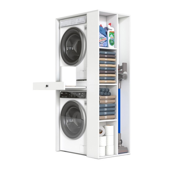 Έπιπλο πλυντηρίου - στεγνωτηρίου Bace  χρώμα λευκό 90x60x187εκ.