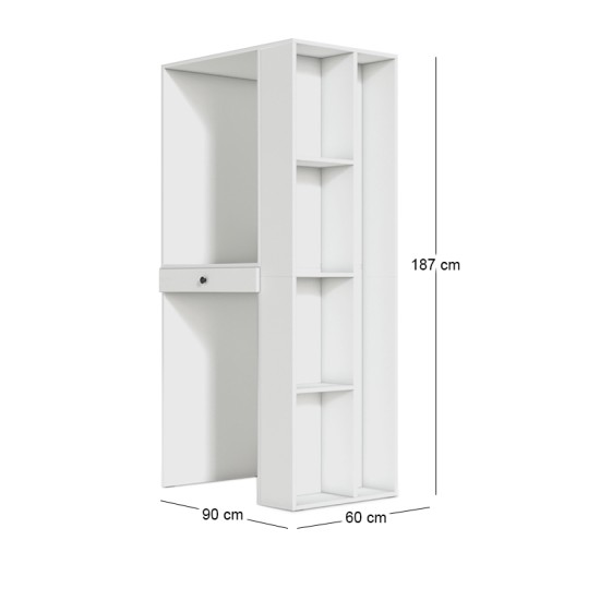 Έπιπλο πλυντηρίου - στεγνωτηρίου Bace  χρώμα λευκό 90x60x187εκ.