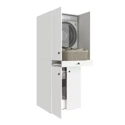 Έπιπλο πλυντηρίου - στεγνωτηρίου Kindi  χρώμα λευκό 70x60x187εκ.