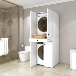 Έπιπλο πλυντηρίου - στεγνωτηρίου Kindi  χρώμα λευκό 70x60x187εκ.