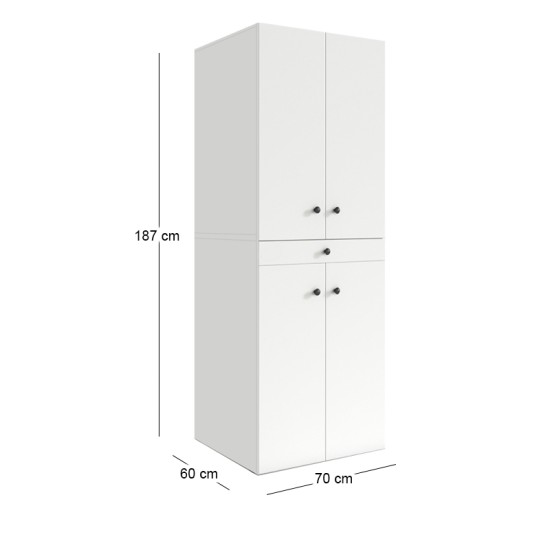 Έπιπλο πλυντηρίου - στεγνωτηρίου Kindi  χρώμα λευκό 70x60x187εκ.