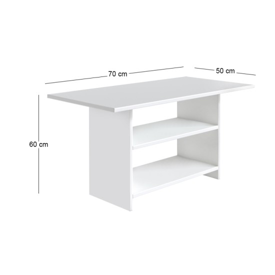 Τραπεζάκι σαλονιού Dallas  χρώμα λευκό 70x50x60εκ.