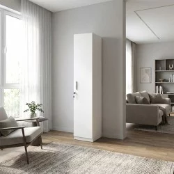 Ντουλάπα ρούχων Emeril  μονόφυλλη με κλειδαριά χρώμα λευκό 35x42x180εκ.