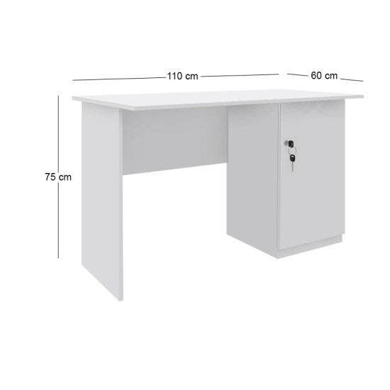 Γραφείο εργασίας με κλειδαριά Moto  χρώμα λευκό 110x60x75εκ.