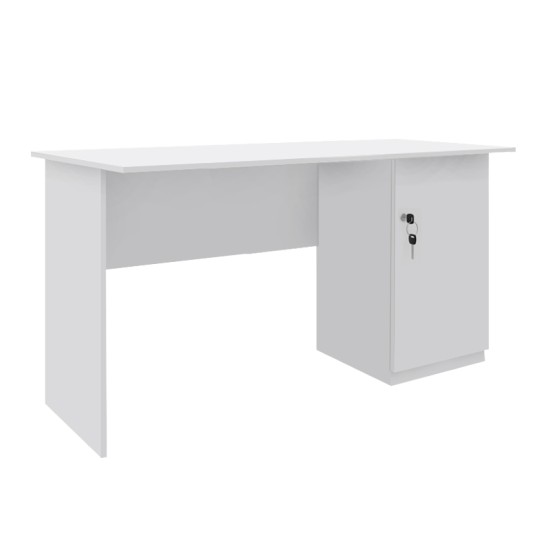 Γραφείο εργασίας με κλειδαριά Moto  χρώμα λευκό 140x60x75εκ.