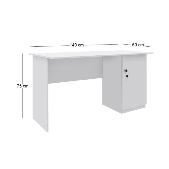 Γραφείο εργασίας με κλειδαριά Moto  χρώμα λευκό 140x60x75εκ.