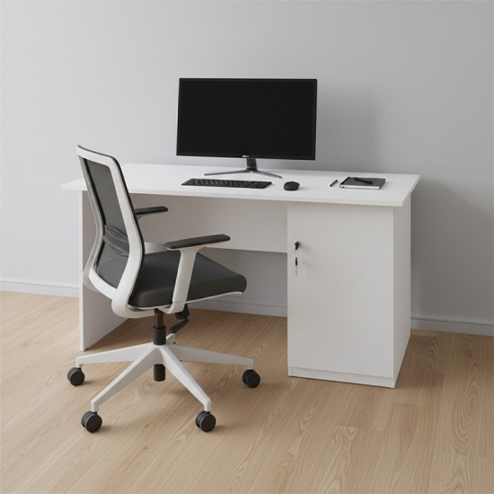 Γραφείο εργασίας με κλειδαριά Moto  χρώμα λευκό 120x80x75εκ.