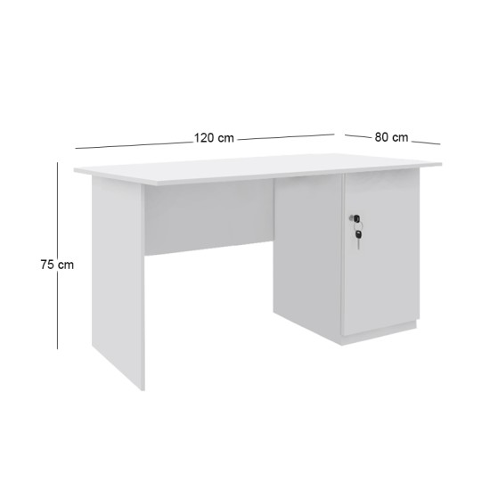 Γραφείο εργασίας με κλειδαριά Moto  χρώμα λευκό 120x80x75εκ.