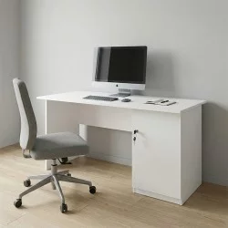 Γραφείο εργασίας με κλειδαριά Moto  χρώμα λευκό 150x80x75εκ.