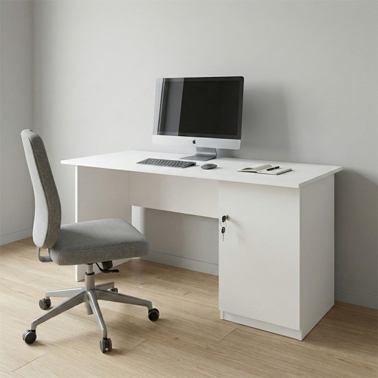 Γραφείο εργασίας με κλειδαριά Moto  χρώμα λευκό 150x80x75εκ.