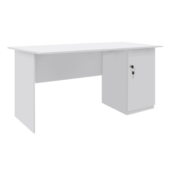 Γραφείο εργασίας με κλειδαριά Moto  χρώμα λευκό 150x80x75εκ.