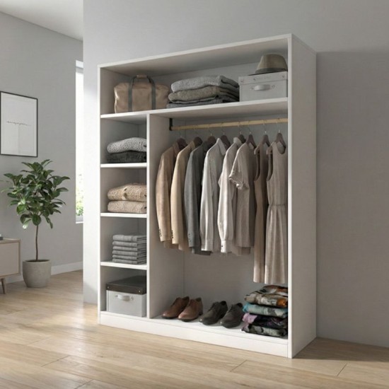 Ντουλάπα ρούχων ανοιχτή - Έπιπλο εισόδου Sandra  χρώμα λευκό 120x40x150εκ.