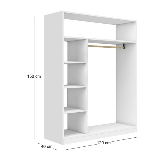 Ντουλάπα ρούχων ανοιχτή - Έπιπλο εισόδου Sandra  χρώμα λευκό 120x40x150εκ.