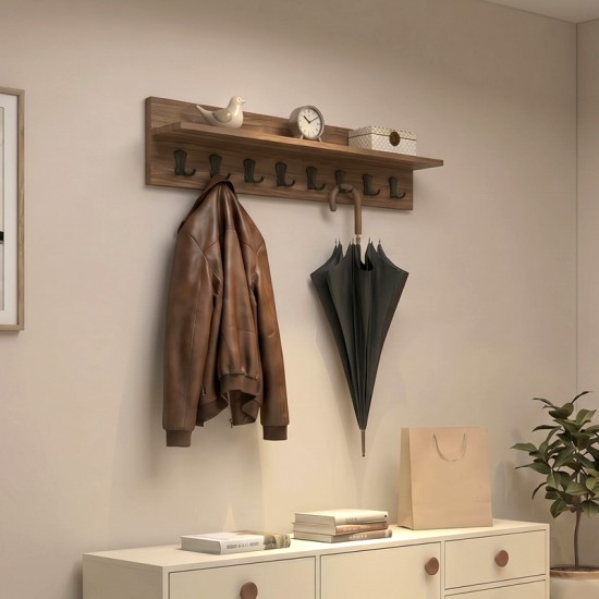 Κρεμάστρα τοίχου Vettini  χρώμα καρυδί 100x12x20εκ.