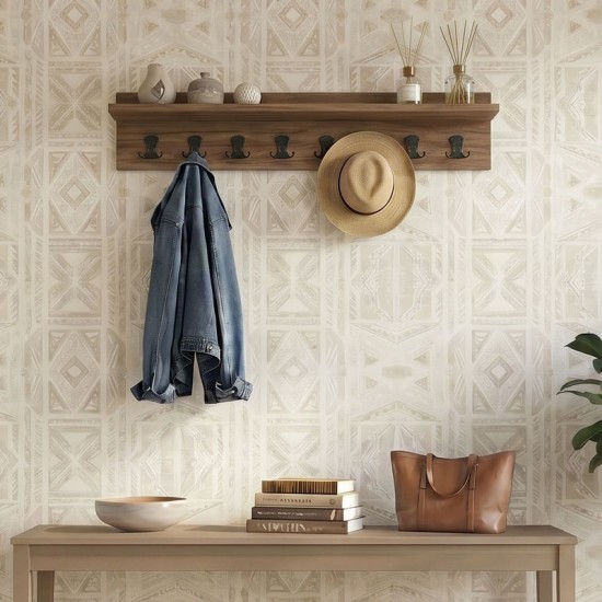 Κρεμάστρα τοίχου Vettini  χρώμα καρυδί 100x12x20εκ.