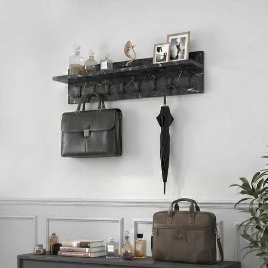 Κρεμάστρα τοίχου Vettini  χρώμα μαύρο εφέ μαρμάρου 100x12x20εκ.