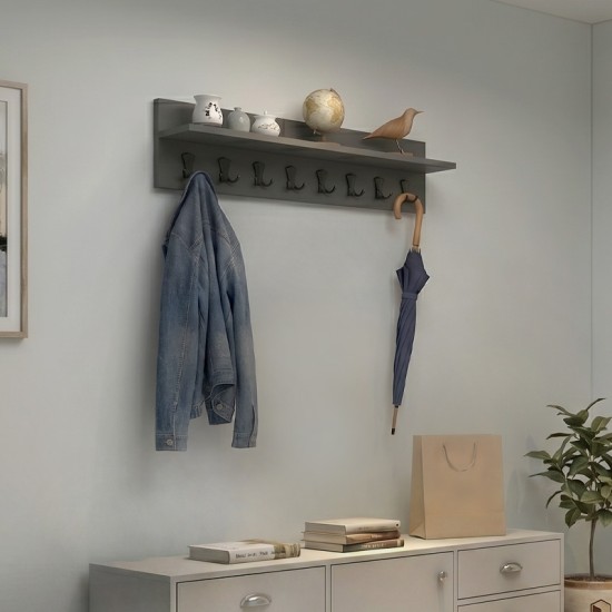 Κρεμάστρα τοίχου Vettini  χρώμα ανθρακί 100x12x20εκ.