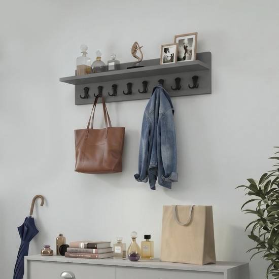 Κρεμάστρα τοίχου Vettini  χρώμα ανθρακί 100x12x20εκ.