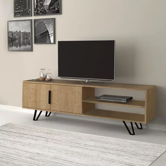 Έπιπλο τηλεόρασης Foot  χρώμα φυσικό οξιάς 160x35x49εκ.