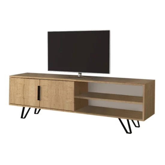 Έπιπλο τηλεόρασης Foot  χρώμα φυσικό οξιάς 160x35x49εκ.