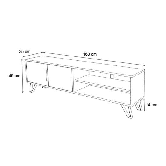 Έπιπλο τηλεόρασης Foot  χρώμα καρυδί 160x35x49εκ.